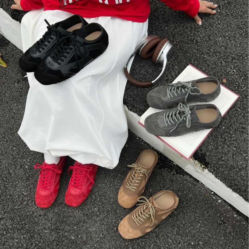 复古真皮德训鞋女2025新款百搭拼色休闲运动鞋内增高系带阿甘鞋女|undefined