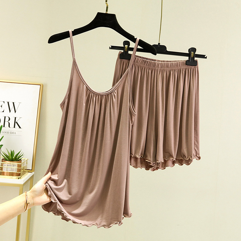 Modal small sling women's summer thin inner top casual vest slimming plus size sleeveless bottoming shirt two-piece set