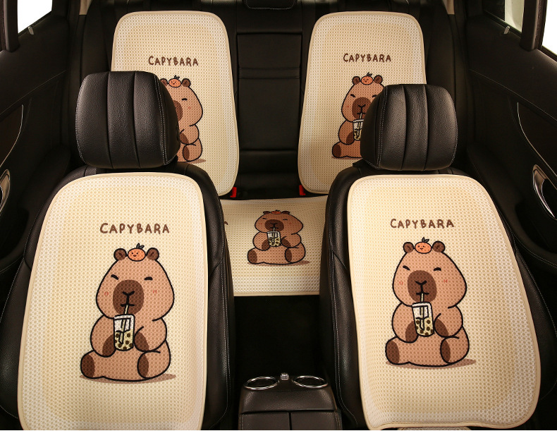 Kapibala Car Seat Cushion, Universal for All Seasons, Cute Half-Pack Seat Cushion Cover, Women's Rear Seat Cover, Single-Piece Seat Cover