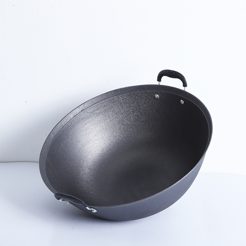 2 귀 철창 Wok 가구 Wok 코팅되지 않은 구식 대형 원형 비 스틱 팬 가스 스토브 특별