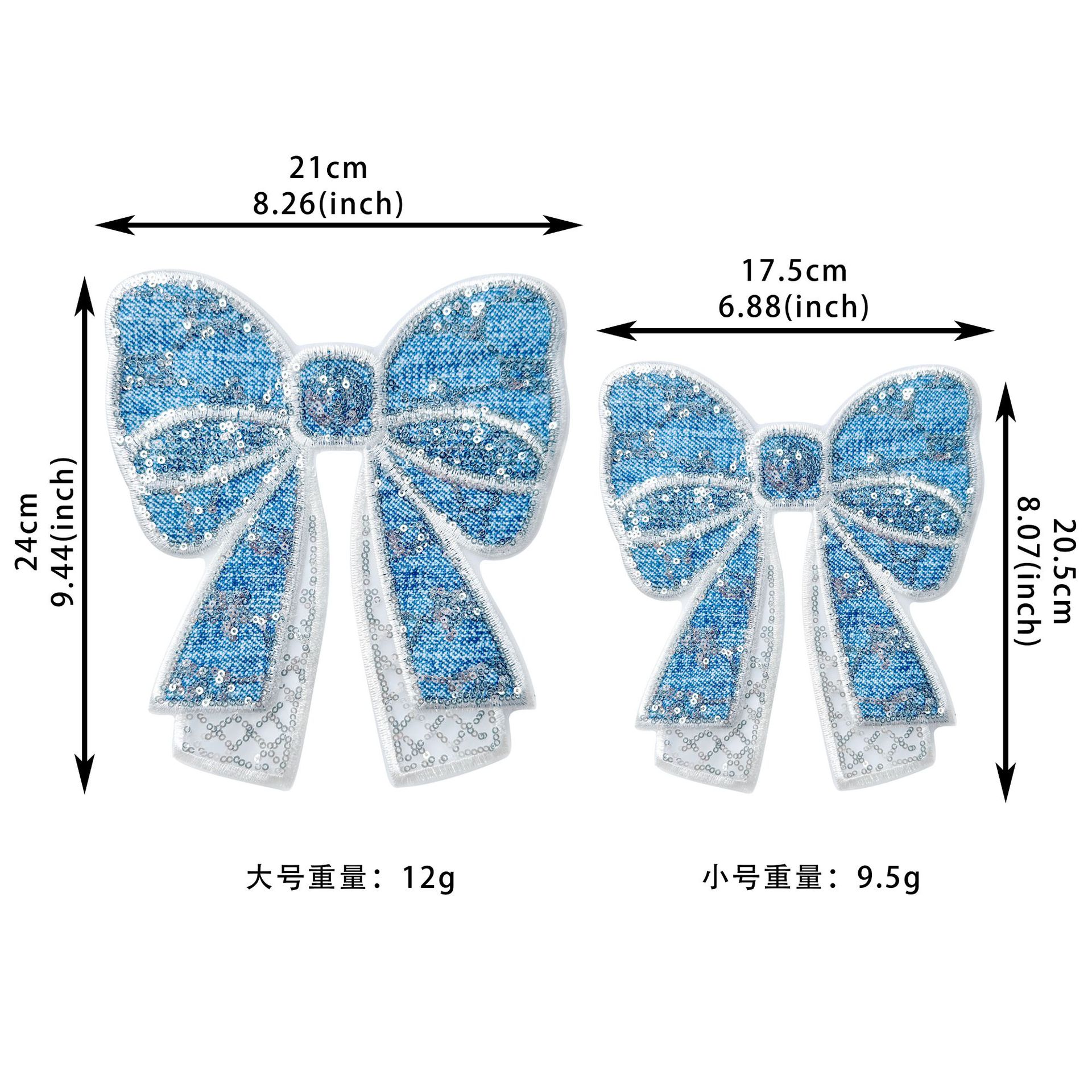 Azul sequilla borde de encaje arco tridimensional ropa camiseta suéter accesorios de ropa infantil decoración DIY hecha a mano image 6