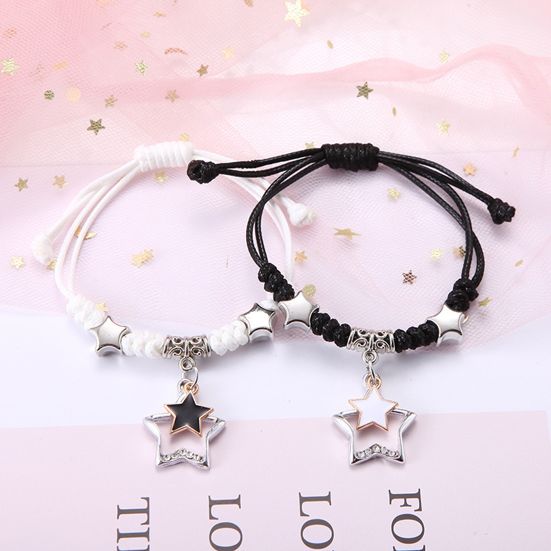 New Design Braided Hand Rope Ins Harajuku Style Couple Bracelet Fashion Small Fresh Star Pendant Bracelet Jewelry