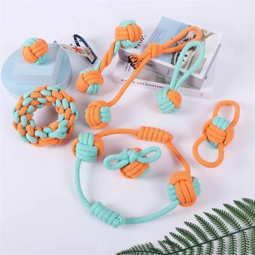 Dog Chewable Cotton Rope Toy for Large, Medium and Small Dogs Knot Toys Pet Braided Bite Rope Wholesale