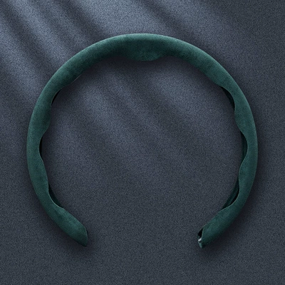 Suede Car Steering Wheel Cover, Steering wheel cover - 5d-dark-green-suede-38cm