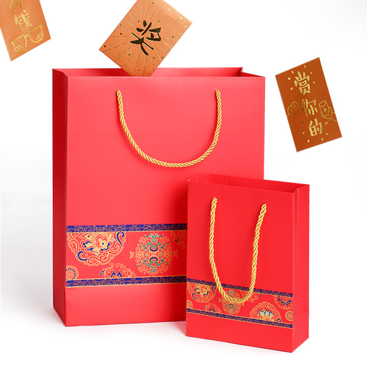 10 Red in stock handbag holiday gift bag festive handbag wedding paper bag New Year hand bag