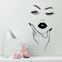 現代創意女人形象藝術牆貼女孩美甲店牆面家居裝飾牆貼自粘貼畫