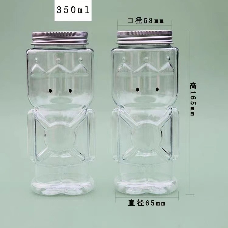 Neto rojo agujero abierto tapa lindo jugo botella de forma especial protector de la botella mascota transparente de dibujos animados botella de plástico botella de té de leche desechable