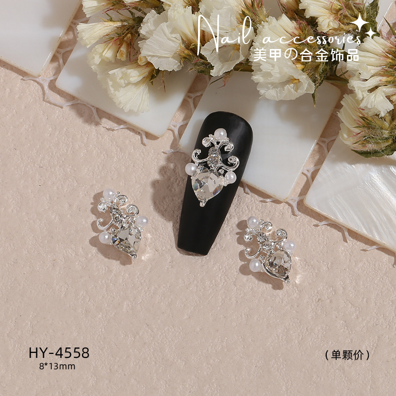 Transfronterizo nueva manicura mariposa plata metal aleación plana estilo japonés Internet celebridad rhinestone DIY accesorios joyería al por mayor