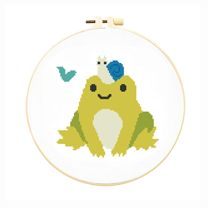 Bordado hecho a mano material de bricolaje paquete animal pequeño tamaño Cruz puntada colgante pintura flor principiante niños estudiante bolsa práctica