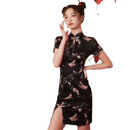 cheongsam paragraphs Retro Chinese Dresses Qipao Side slit Asian Theme Party Cosplay Dresses for women girls  girl young  daily dress 