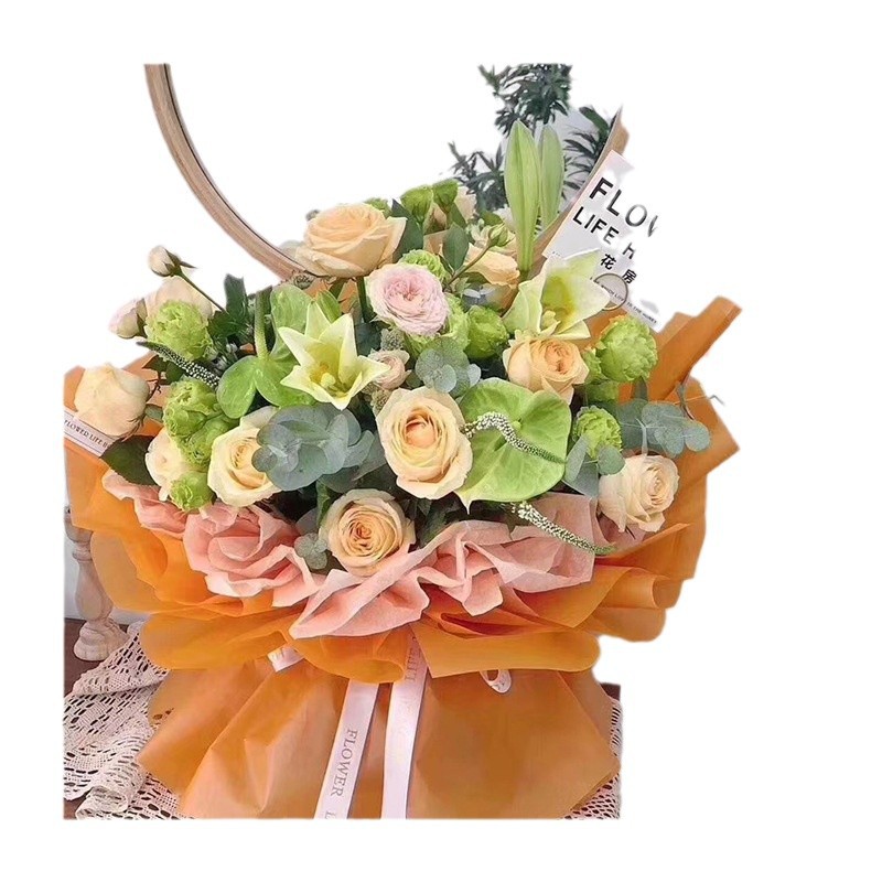 Lizhiran Flor de papel de embalaje ramo de flores embalaje floral engrosada impermeable color sólido coreano papel liso al por mayor en stock