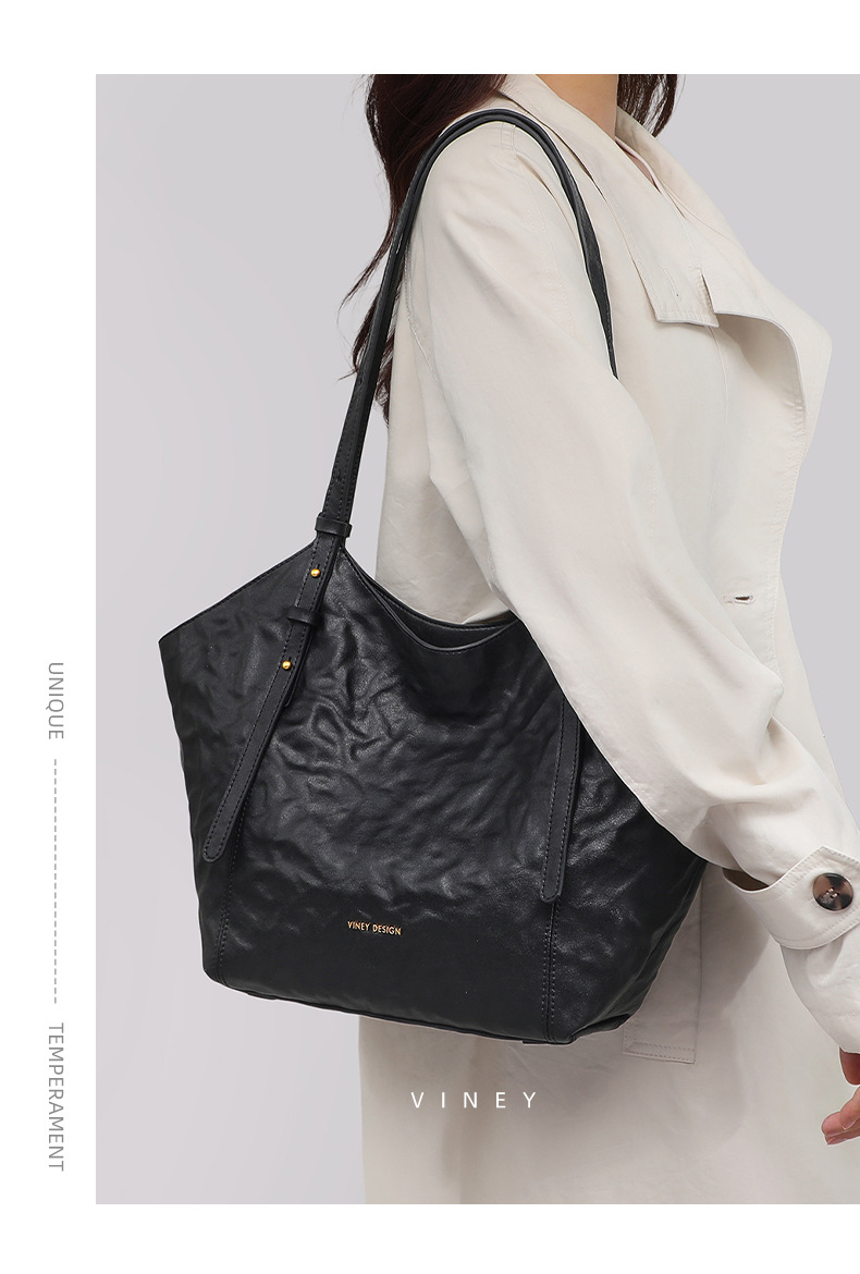 Túi tote da nữ đáy rộng dáng đeo nách — đen, Lời bài hát: Black (Public Version) chi tiết 14