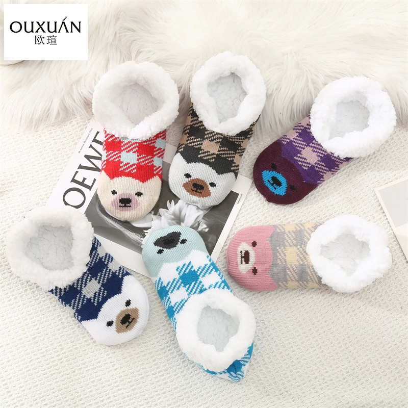 Напольные Туфли домашние теплые на флисовой подкладке толстые мишки Мультяшные женские трансграничные Горячие