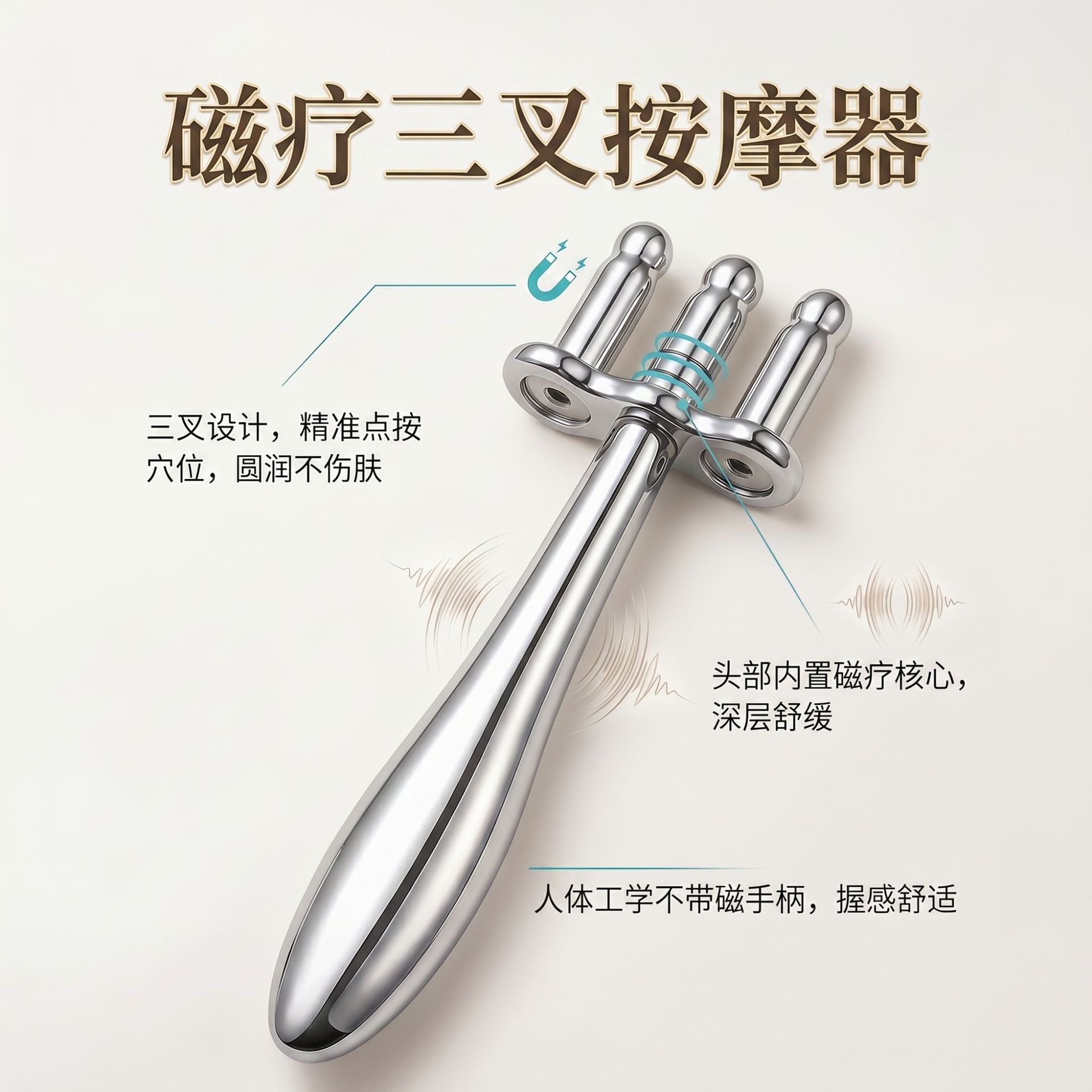 Magnetic Fork Meridian Massage Stick for Acid Elimination, Shoulder and Neck Acupoint Massage Stick, Magnetic Therapy Stick, Gua Sha Stick, Massage Stick, Acid Elimination Stick