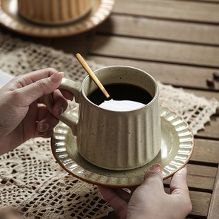 Japanese-style retro exquisite afternoon tea Garland striped coffee cup and saucer ceramic combination office milk breakfast cup