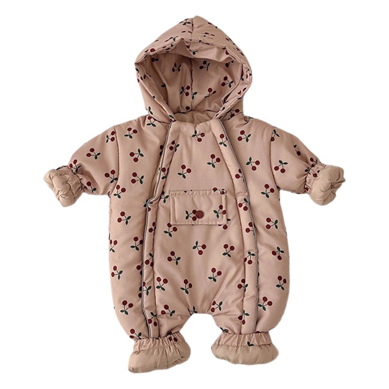 Ropa de bebé, ropa de invierno, mono acolchado cálido, ropa de algodón, mono grueso con capucha para bebé, elegante para salir en otoño e invierno.