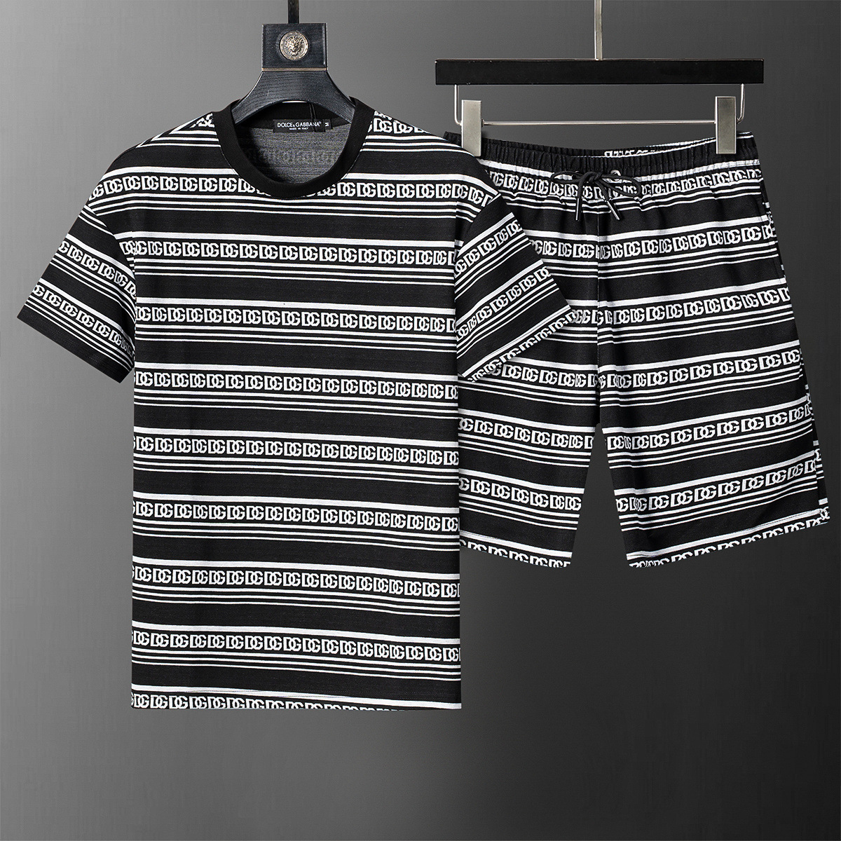 Set de manga corta de alta calidad, set de cuello redondo clásico, set de algodón impreso con letras para hombres y mujeres