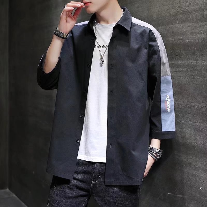 Ropa DE TRABAJO suelta de verano camisa de manga tres cuartos suelta casual volantes guapo media manga camisa de manga corta abrigo moda al por mayor