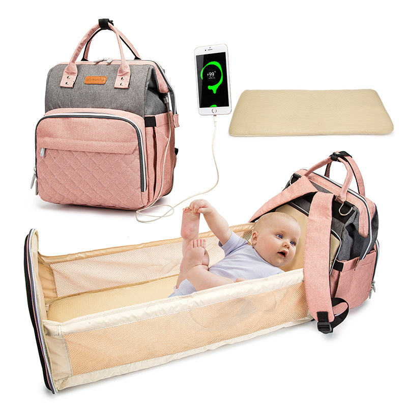 Mommy Bag, Mother and Baby Bag, Large Capacity Backpack, Lightweight Baby Bed, Portable Backpack for Moms with Babies