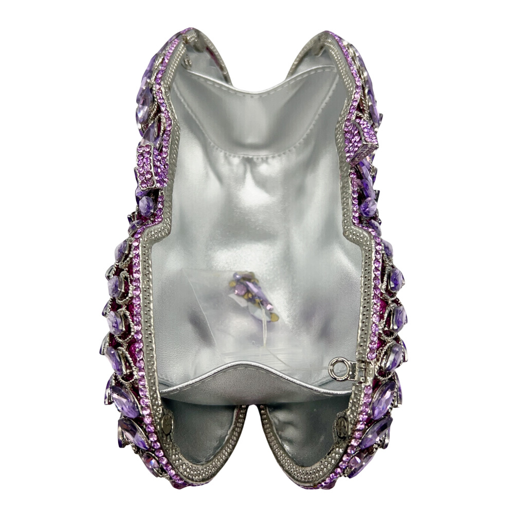 Túi clutch nữ đính kim cương hoa violet dự tiệc — Hoa violet