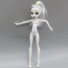 Black and white hair, white face and white body