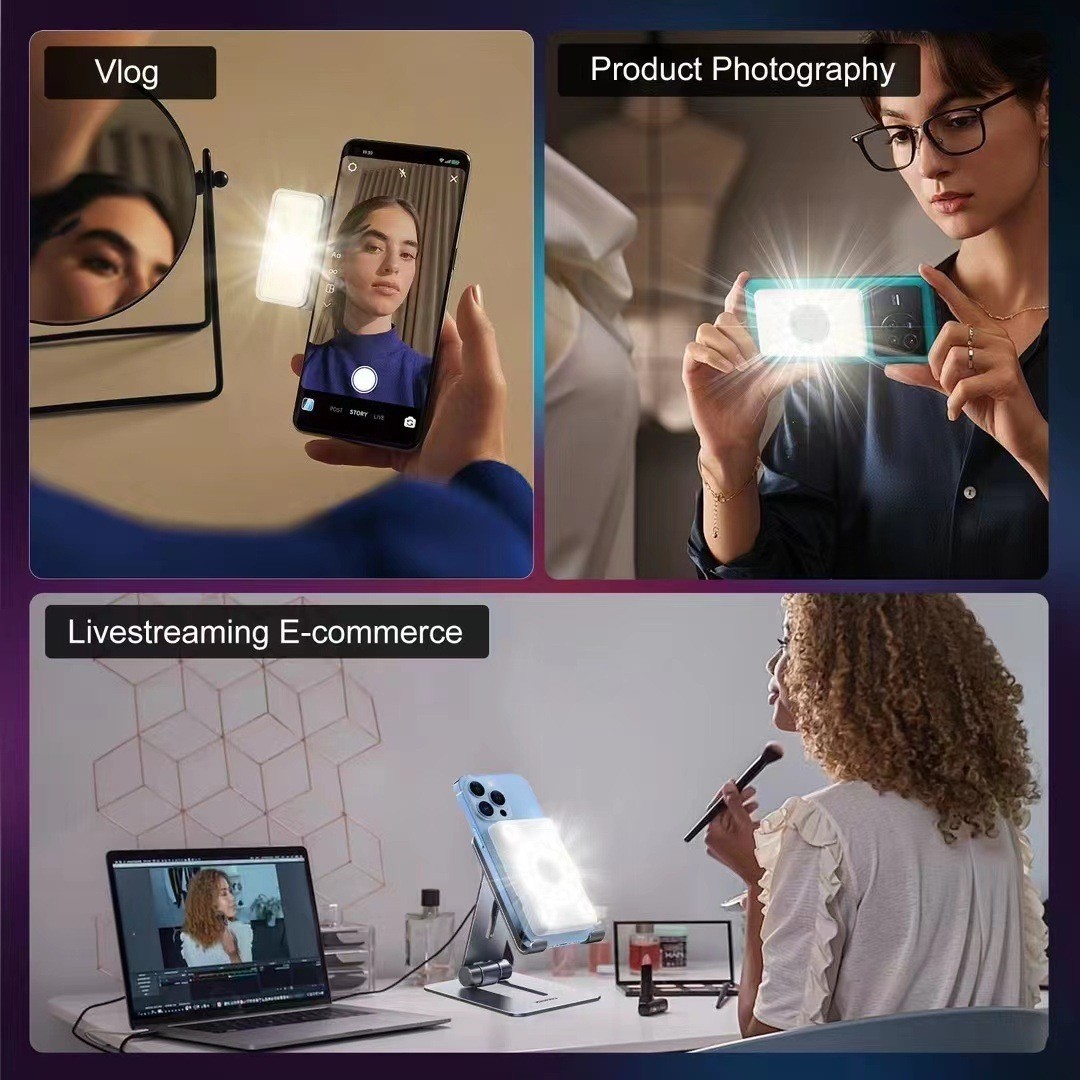 Üç Renkli Ayarlanabilir Canlı Yayın Işığı Mini Fotoğrafçılık Açık Hava Çekim Telefon Işığı Mini Taşınabilir LED Selfie Işığı Dolgu Işığı