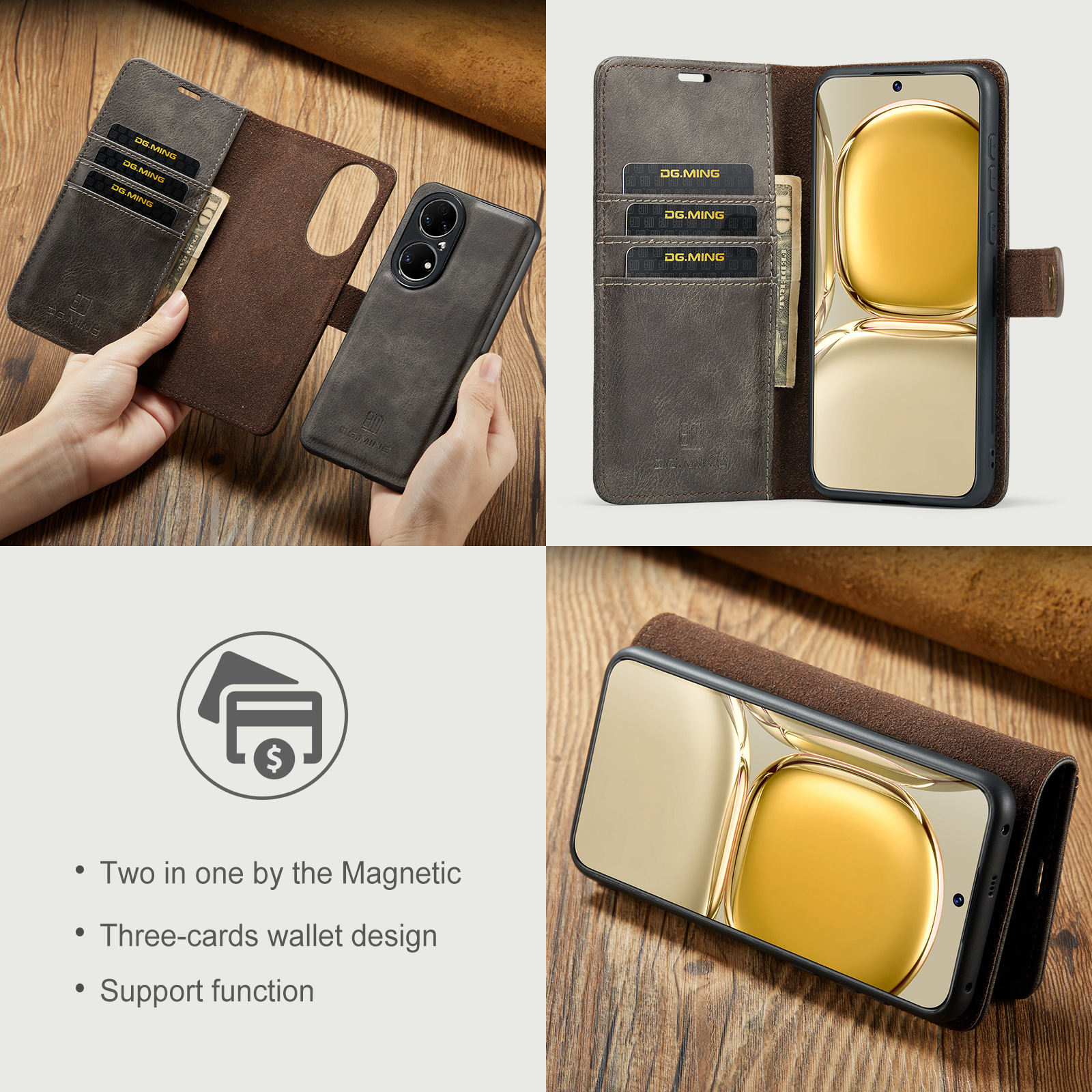 Magnetische Handyhülle Aus Leder Für Huawei P50 Und P50 Pro_voghion.com