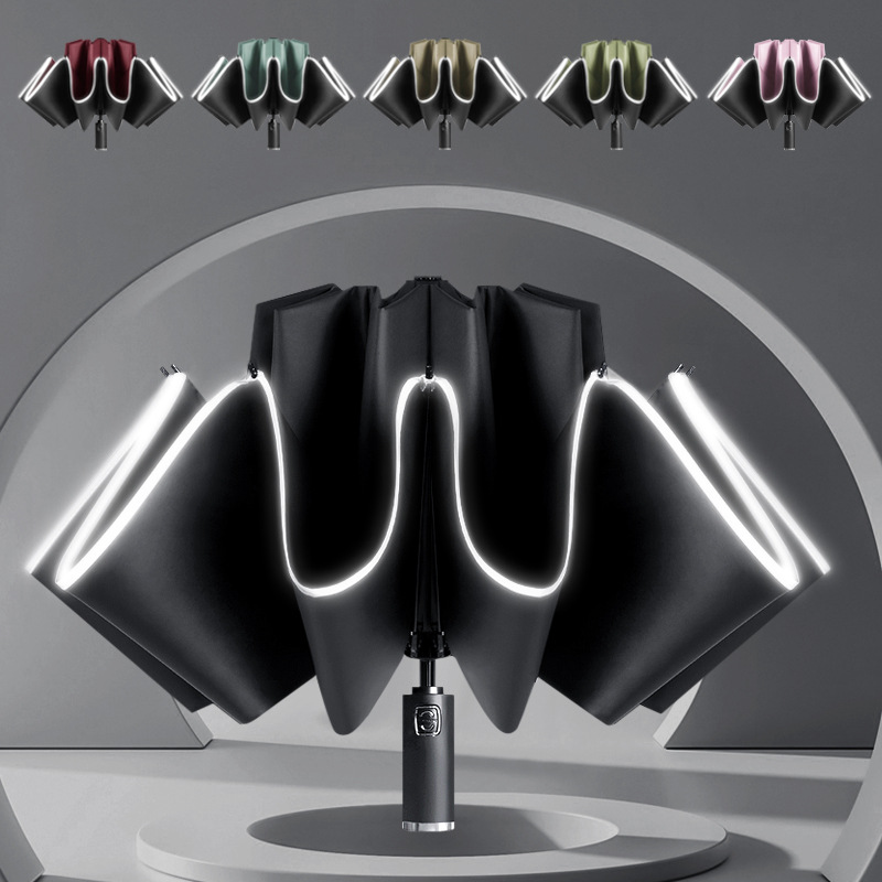 Paraguas de sol reverso automático creativo sombrilla de vinilo reflectante sombrilla paraguas de sol Impresión logotipo regalo publicidad paraguas