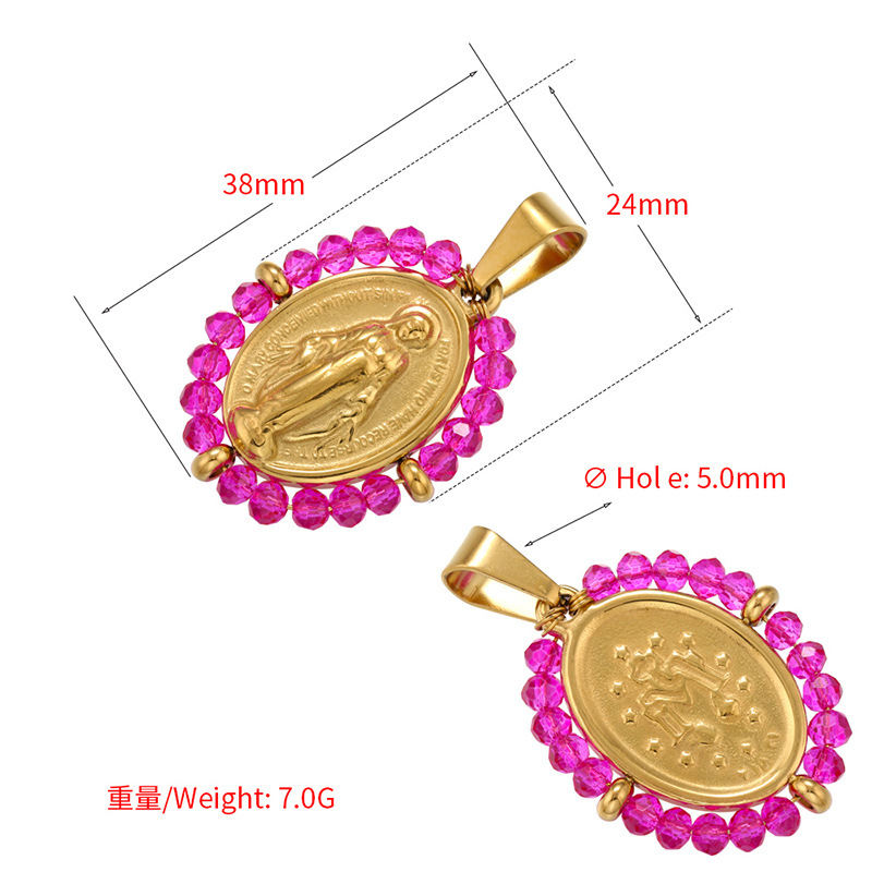 8g Weight 0.03µm Gold Plating Thickness Electroplating Gold Plating Process Pendant Jewelry Making Type 18K Gold Plated Plating Material Copper Material Virgin Mary Pattern Plating Craft White, Purple, Green, Gold, Black Color Copper 18K Gold Plated 22