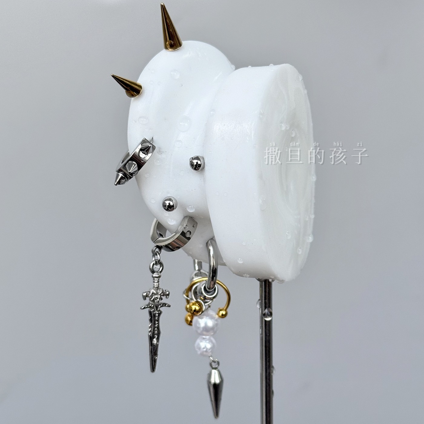 Labret stud lip piercing jewelry styling detail