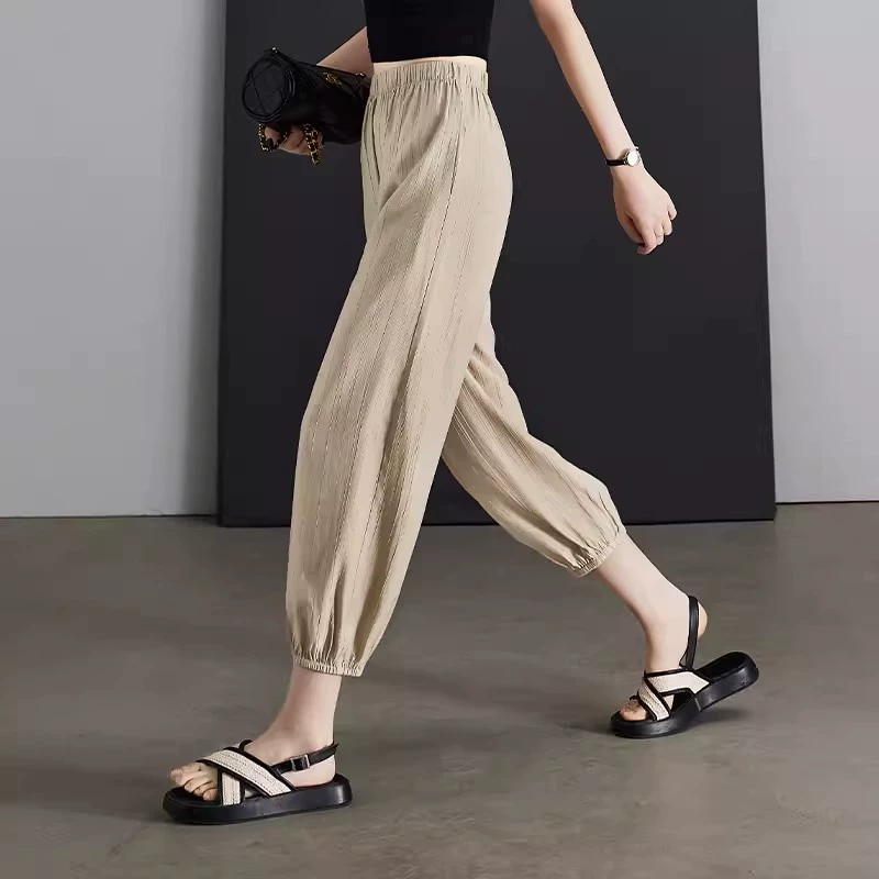 Sophie 2023 летние новые свободные повседневные брюки для похудения, легкие креповые шаровары с девятью точками для женщин