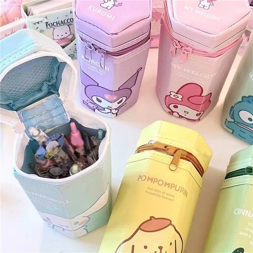 Octagonal cartoon pen holder large capacity cute Pachako dog pencil case stationery for students Korean-style PU pencil case