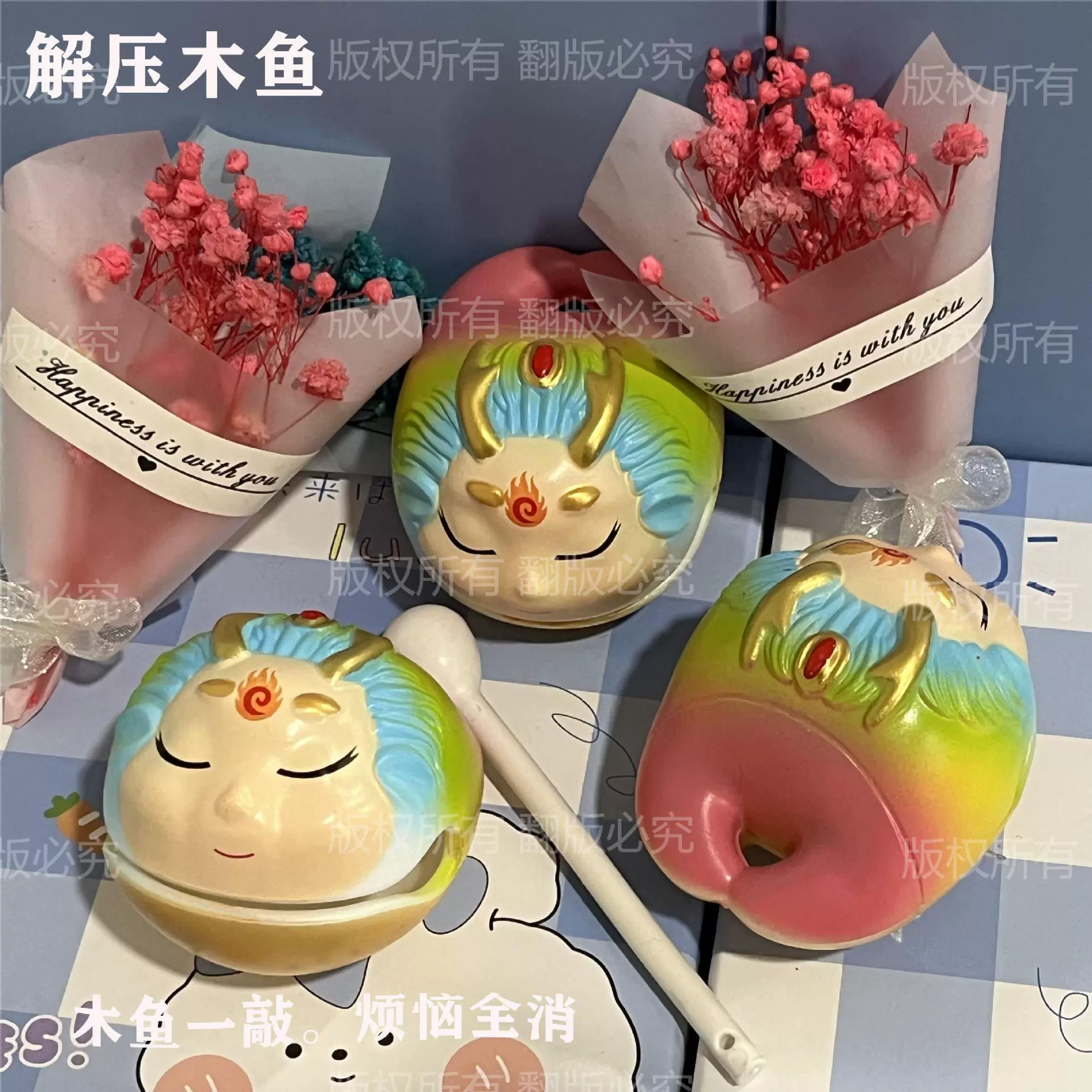 Длинный деревянный рыбий колокольчик Longchenchen, маятник для массажа рук — артефакт для снятия стресса, деревянная рыба Год Дракона, офисная буддийская квадратная игрушка