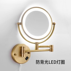 全銅高級浴室化粧鏡ledランプ付き回転折り畳み壁掛け美容鏡ホテル用伸縮化粧鏡