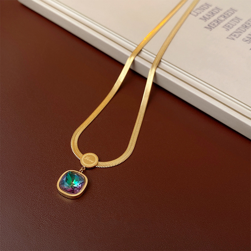 10g Weight PVD Coated Gold Plating Process Golden Plated Plating Material 304 Stainless Steel Pendant Material Double Layer Necklaces, Pendant Necklace, Necklace Classification 304 Stainless Steel Chain Material cable chain, snake chain Chain Type 1 Piece Quantity Daily, Street Occasion 304 Stainless Steel Material Geometric, Letter, Rose Pattern Women's Gender Vintage Style, Classic Style Style Plating Craft Wholesale Jewelry Vintage Style Classic Style Geometric Letter Rose Titanium Steel Plating Cable Chain Snake Chain Double Layer Necklaces Pendant Necklace Necklace 12