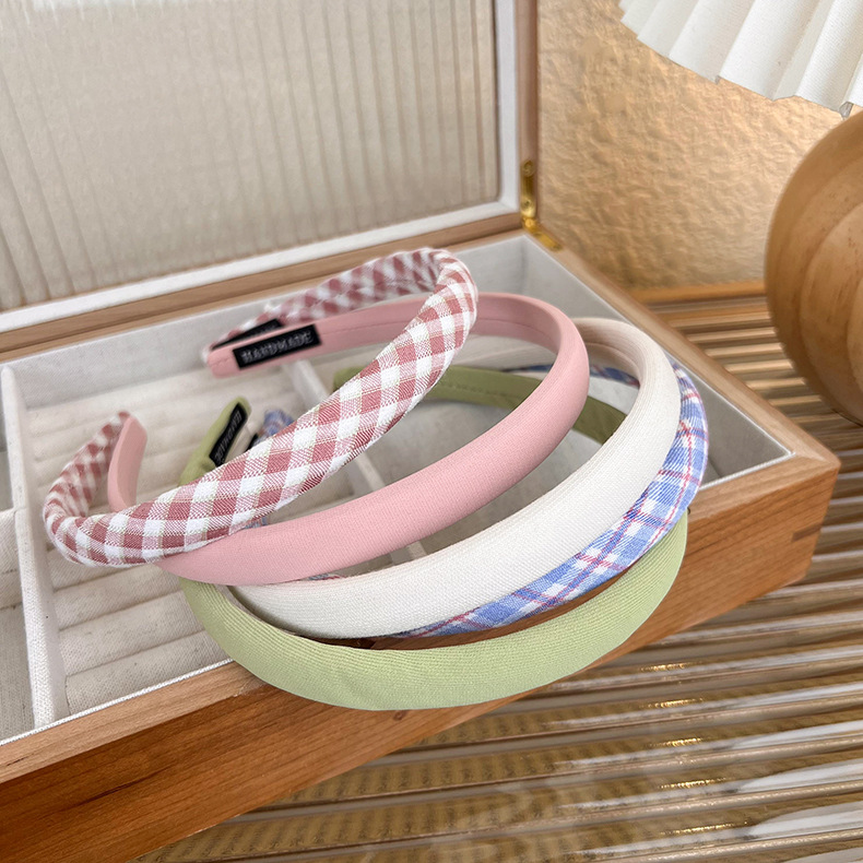 Fashion Lattice Solid Color Cloth Hair Band 1 Piece display picture 4