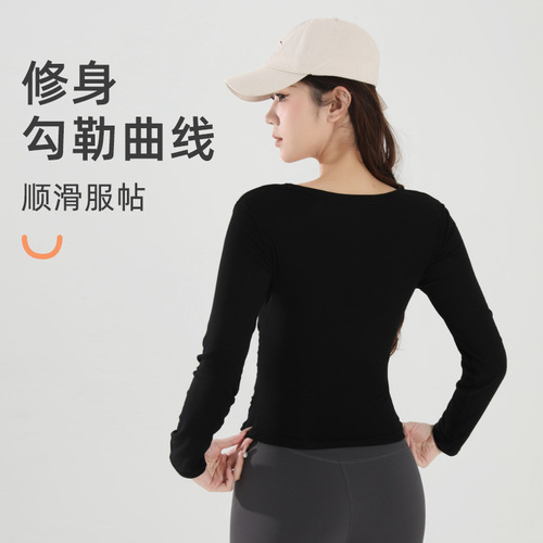 Autumn/Winter New Yoga Clothes Long Sleeve T-Shirt Crease-Bound Waist Slimming Comfortable Running Training Outerwear Fitness Top