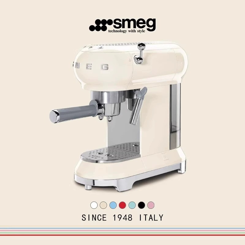 Smeg/Smeg Ecf01 Italian Semi-Automatic Coffee Machine for Home Office with Small Integrated Milk Foam Steamer