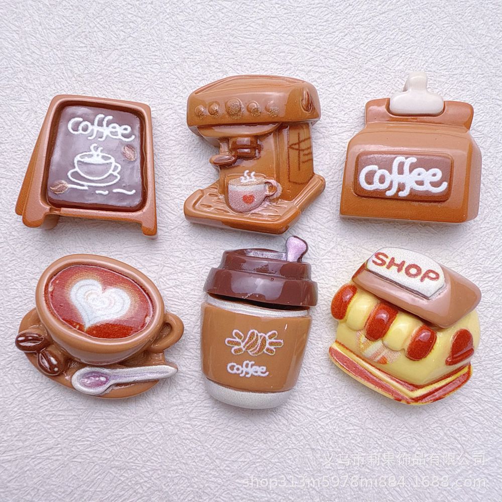 Cartoon diy resin accessories coffee milk tea store cream glue handmade hairpin miniature supermarket pendant