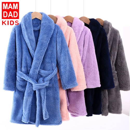 Parent-child autumn and winter plus velvet nightgown, boys and girls pajamas, baby warm bathrobe, new adult nightgown, new style