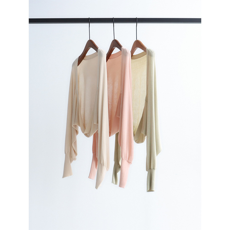 One-Piece Tencel Shawl Lyocell Knitwear Cardigan Lazy Bat Sleeves Loose Long-Sleeved Short Waistcoat Sun Protection One-Piece Tencel Shawl Lyocell Knitwear Cardigan Lazy Bat Sleeves Loose Long-Sleeved Short Waistcoat Sun Protection