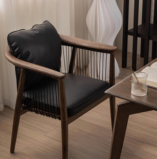 Repertoire Solid Wood Dining Chair Antique Ash Wood Tea Chair Advanced Light Luxury Designer Viola Armrest Stool