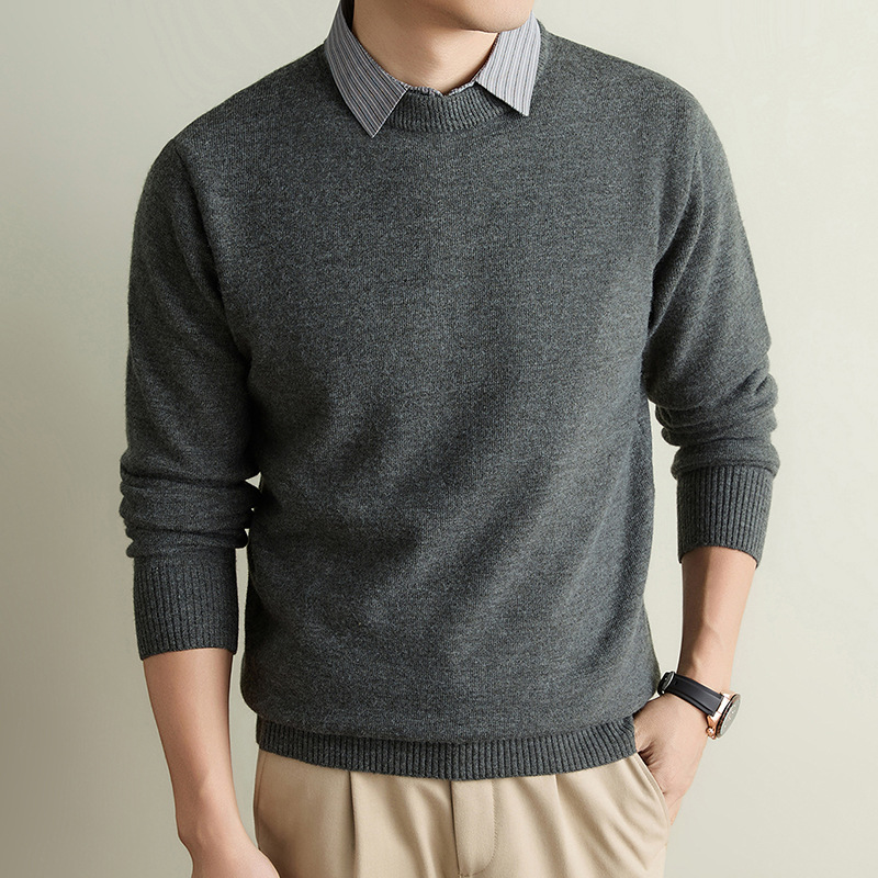 Cross-border men's long-sleeved sweater shirt collar faux two-piece knit top, fashionable, light luxury, high-end style, wholesale
