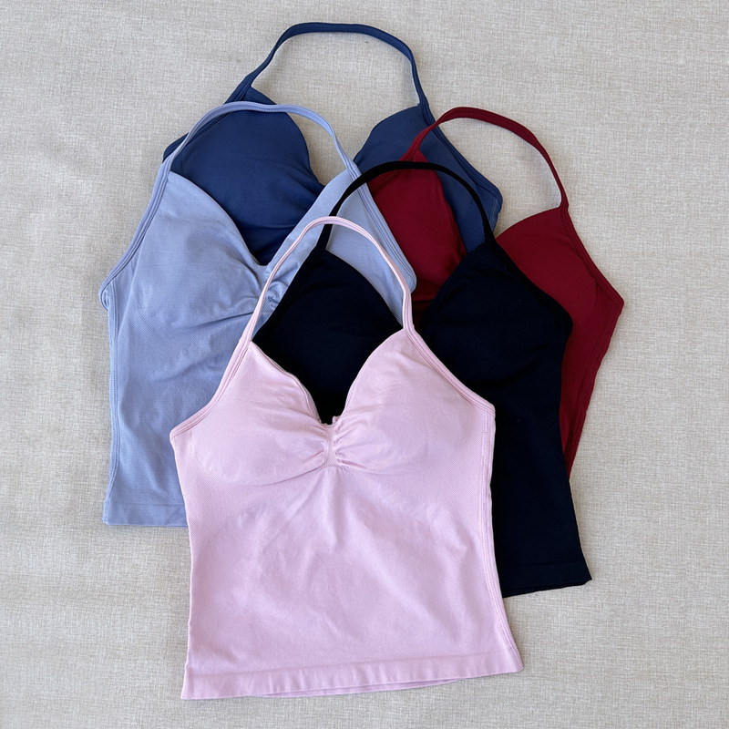 DFYNE Sports Yoga Vest Top Women Seamless Backless Neck Vest