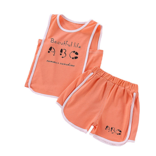 Children's vest suit pure cotton sleeveless top shorts children's clothing boys and girls baby casual fashion sports suspenders