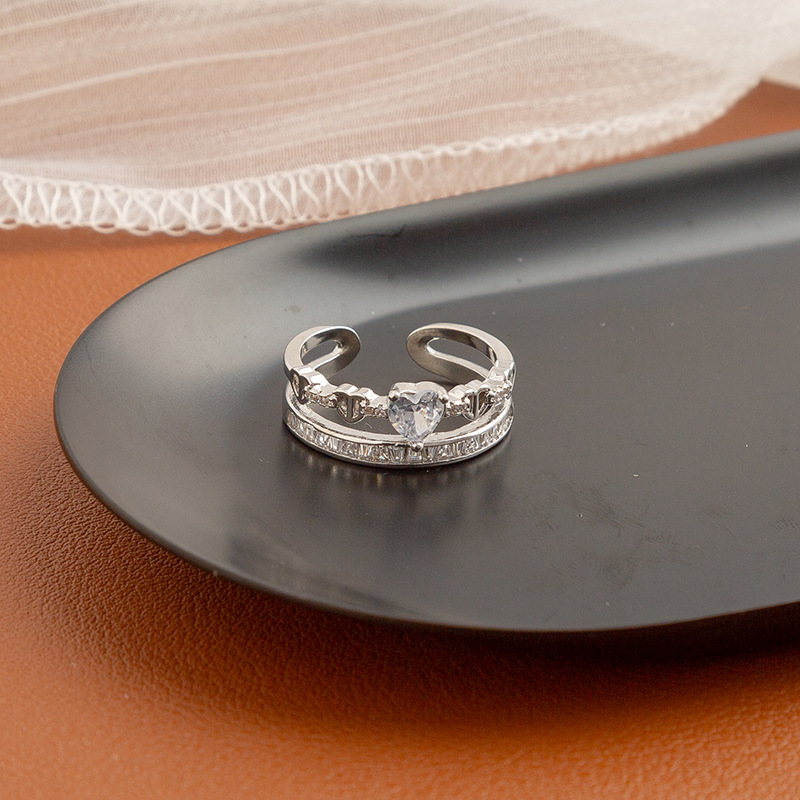 Silver Love Zircon Ring
