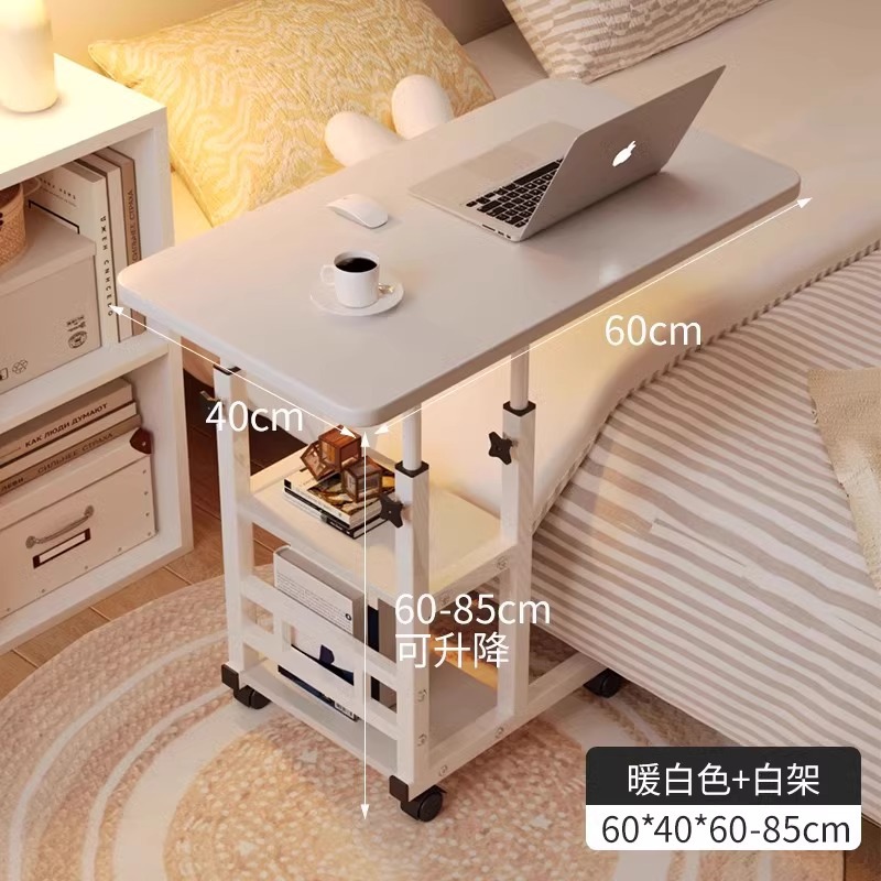 Mesa de noche con ruedas Mesa pequeña simple Dormitorio Hogar Escritorio para estudiantes Fácil Elevación Dormitorio Escritorio para computadora perezoso