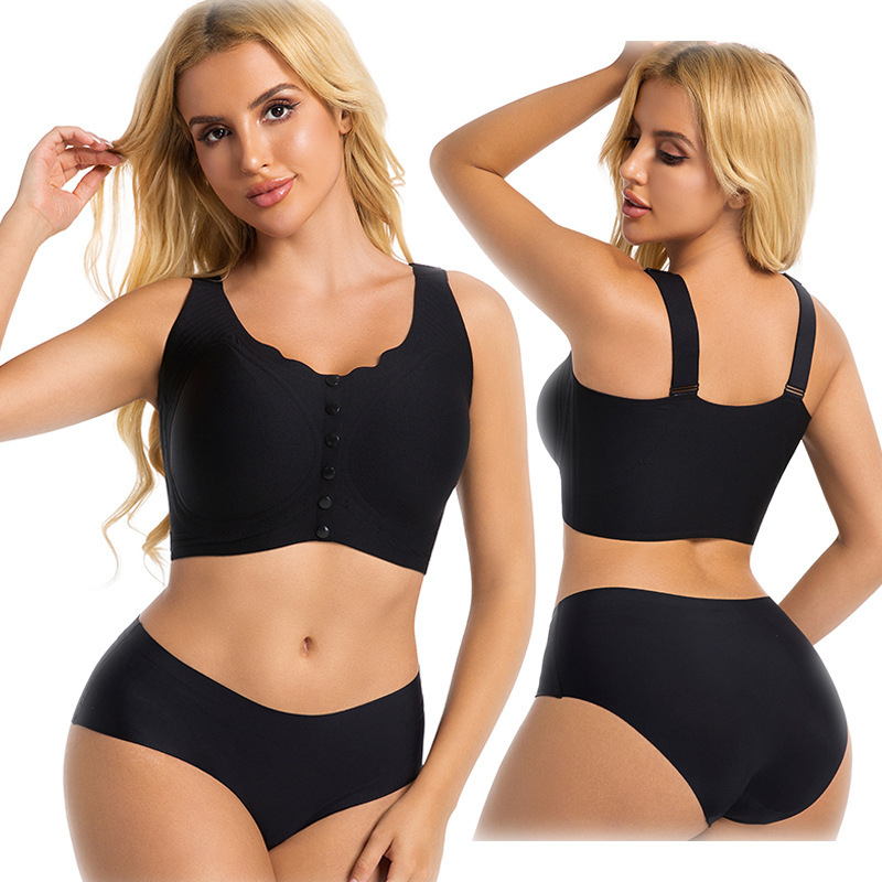 M-6Xl Extra-Large Size Bra, European and American Sizes, Cross-Border Hot-Selling Large Cup Front-Clasp Smooth Fashion Lingerie for Middle-Aged and Elderly Women