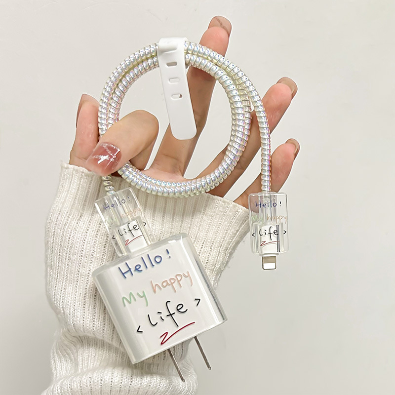 Funda protectora transparente para cargador Apple de 20/18W, protector de cabezal de carga, protector de cable para cable de datos 16/15, vida útil.