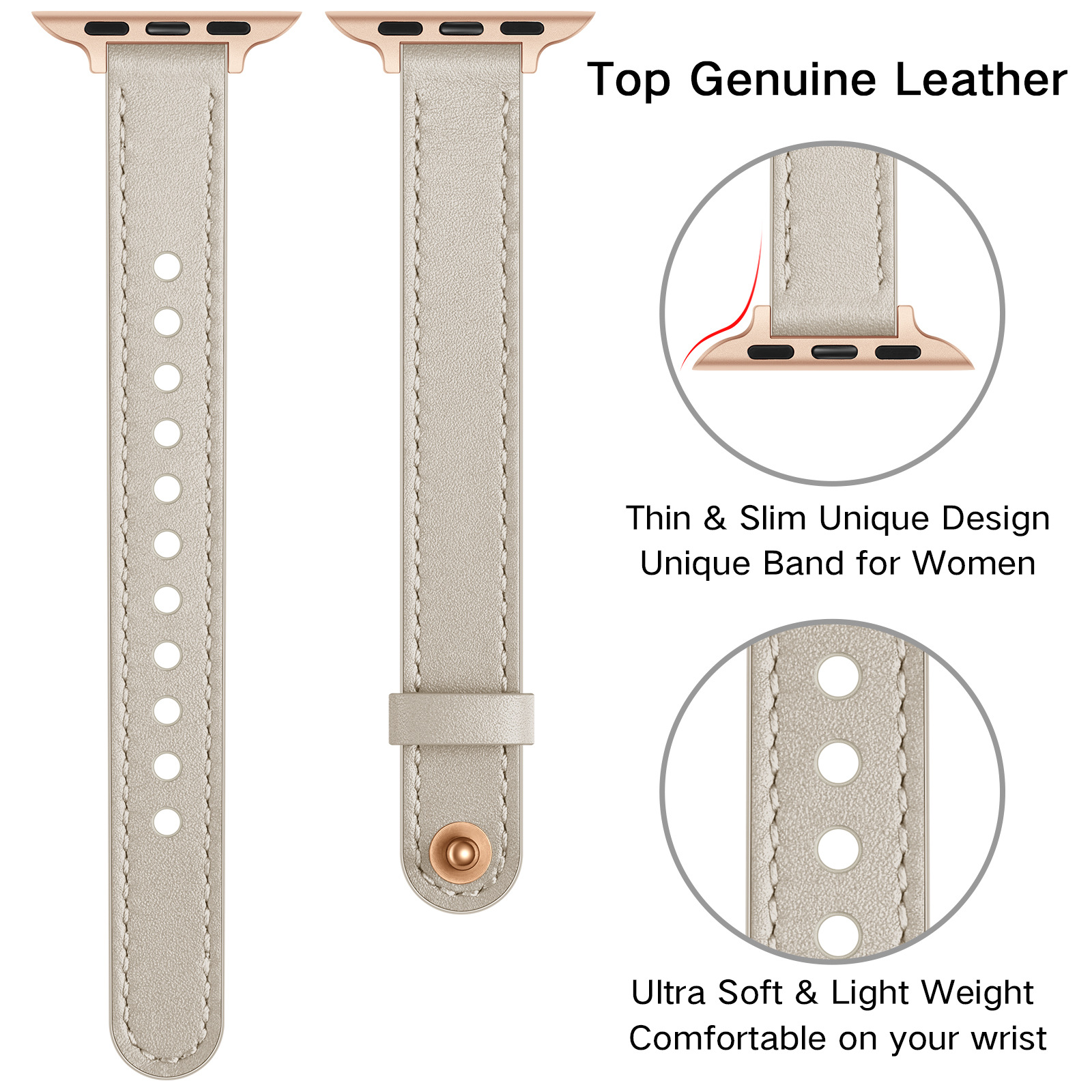 18g Weight Apple watch watchband Classification Genuine leather Material Solid Color Pattern Retro Style Retro Solid Color Apple Watch Watchband 53